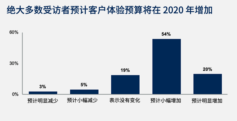 绝大多数受访者预计客户体验预算将在 2020 年增加